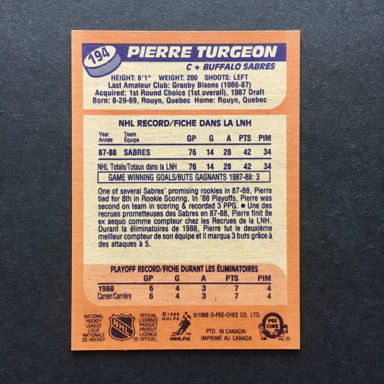 Pierre Turgeon Rookie Card