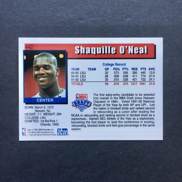 Shaquille O'Neal 1992-93 Hoops Rookie Card