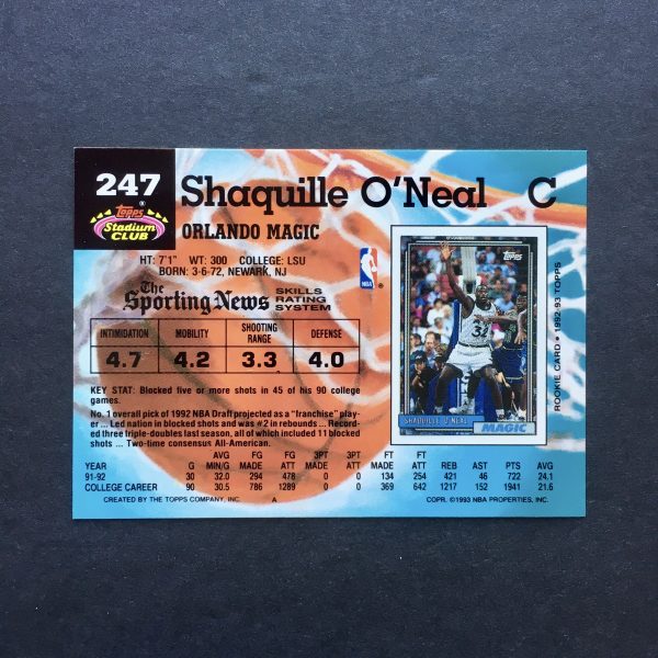 Shaquille O'Neal 1992-93 Stadium Club Rookie