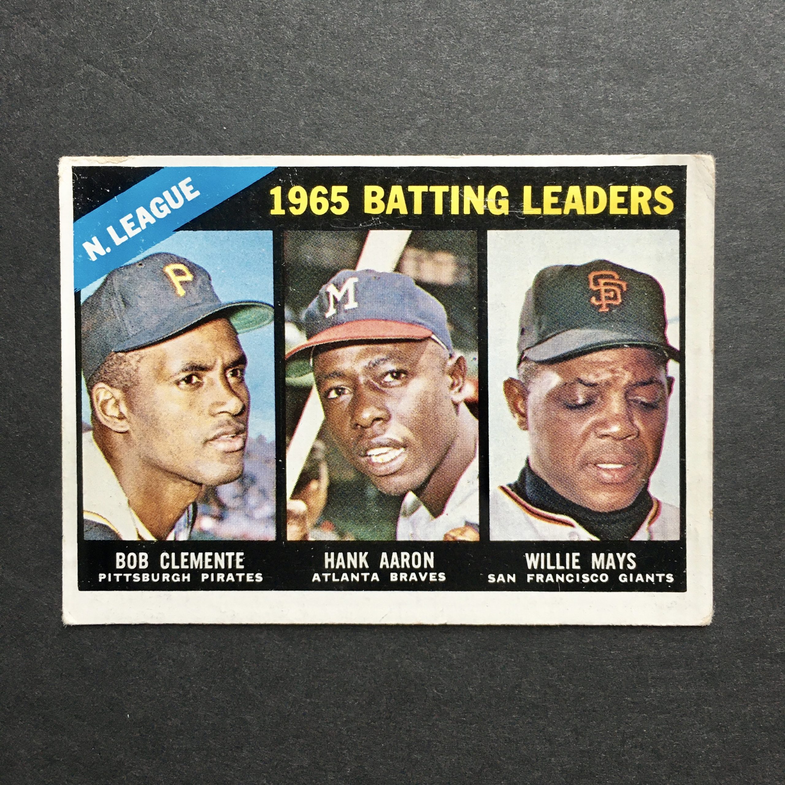 Bob Clemente, Hank Aaron, Willie Mays 1966 Topps Card