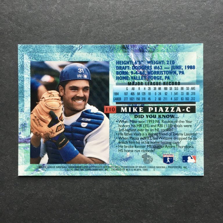 Mike Piazza 1995 Topps Embossed Foil Card