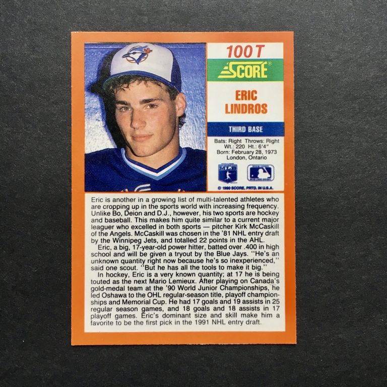 Eric Lindros 1990 Score Traded Baseball Rookie