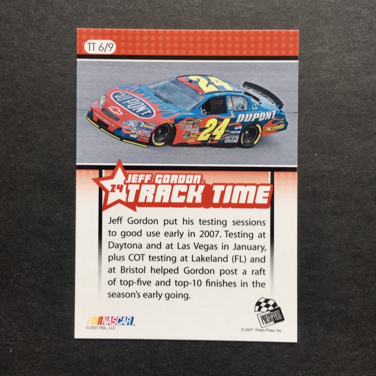 Jeff Gordon 2007 Traks Track Time Foil Insert Card