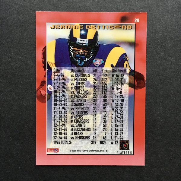 Jerome Bettis 1995 Topps 1000 Yard Club Booster Holo