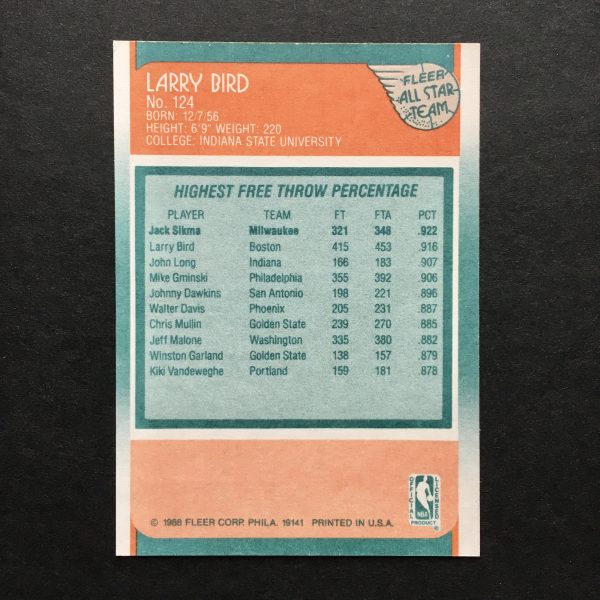 Larry Bird 1988-89 Fleer All-Star Card
