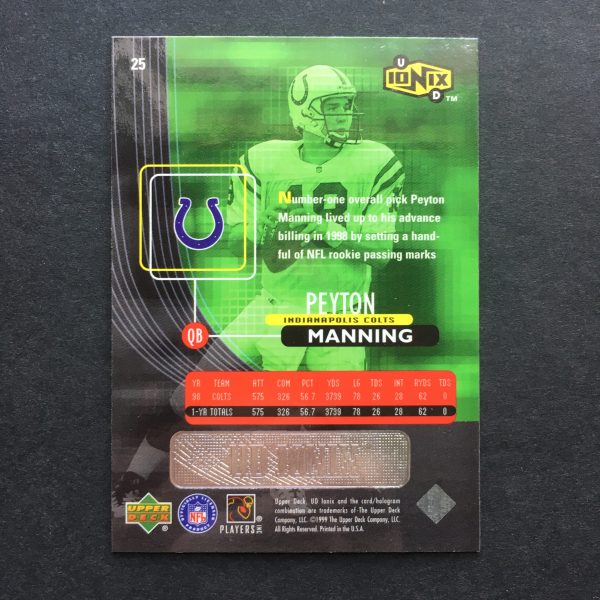 Peyton Manning 1999 UD Ionix Card