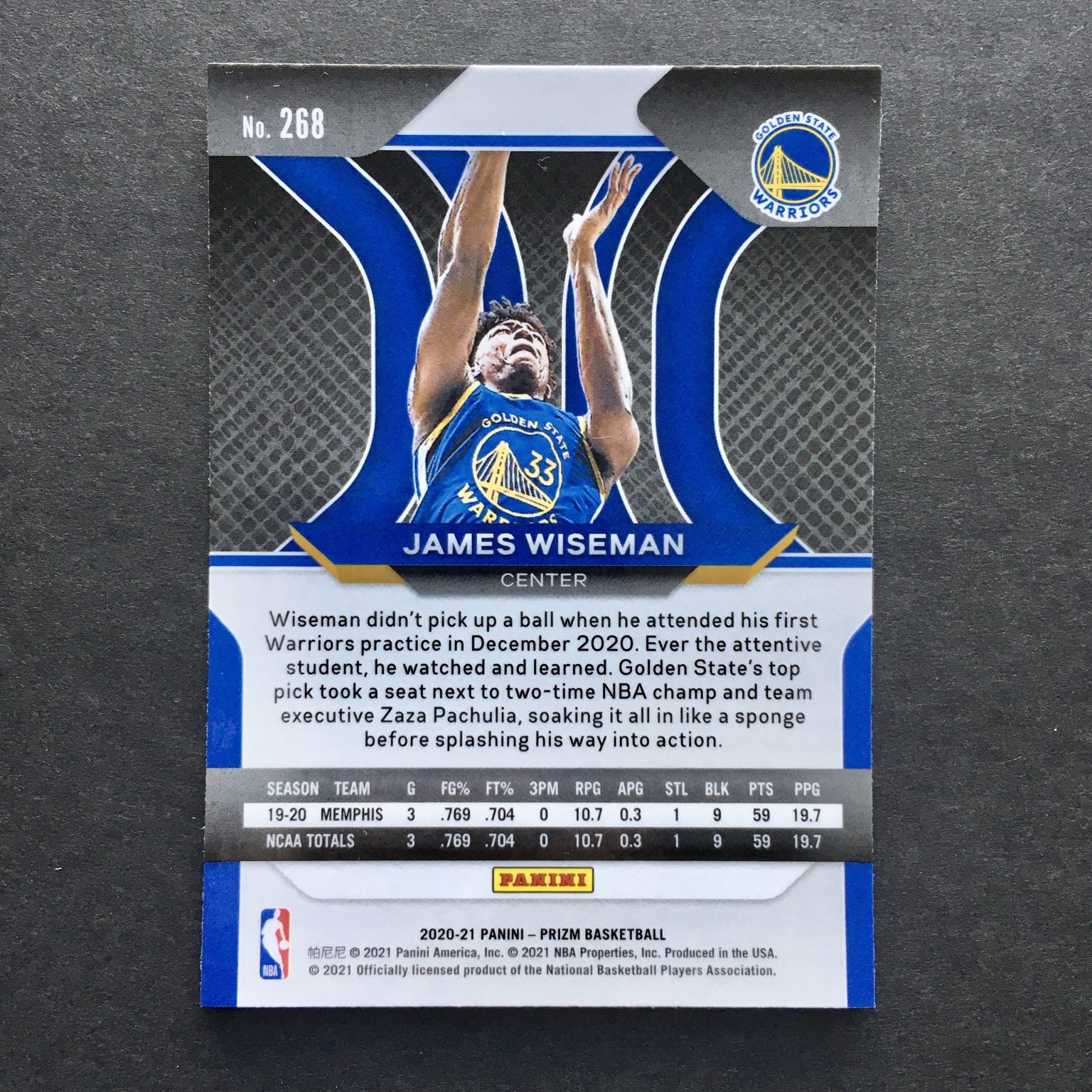 James Wiseman 202021 Prizm Rookie Card SLAM Sports Cards