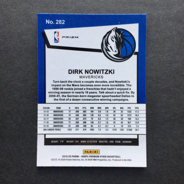 Dirk Nowitzki 2019-20 Hoops Premium Stock Blue Cracked Ice