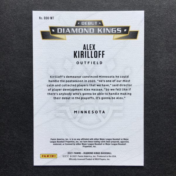 Alex Kirilloff 2021 Diamond Kings Debut Artist's Proof Blue