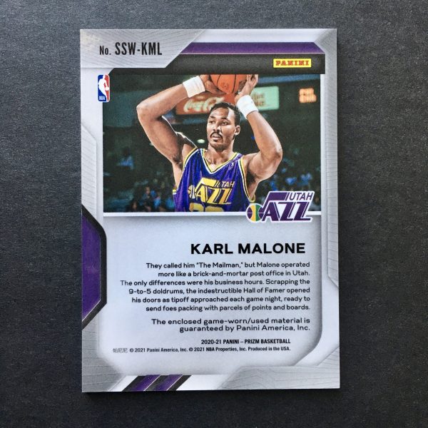 Karl Malone 2020-21 Prizm Sensational Swatches Jersey Card