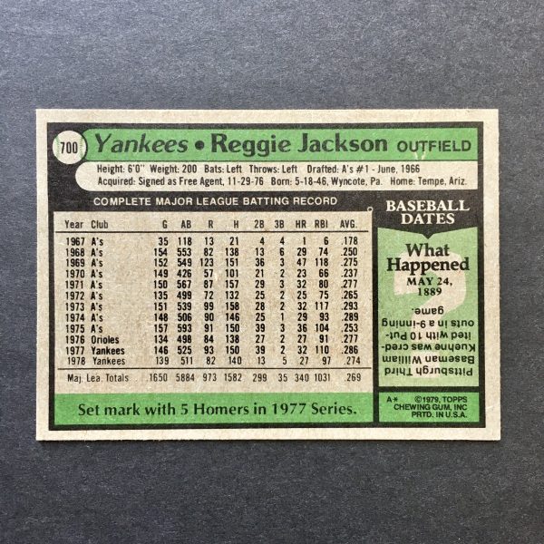 Reggie Jackson 1979 Topps Card