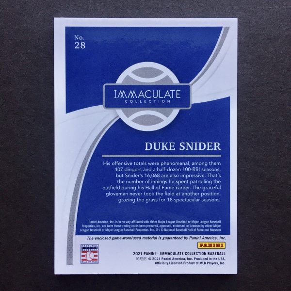 Duke Snider 2021 Immaculate Patch Relic /15