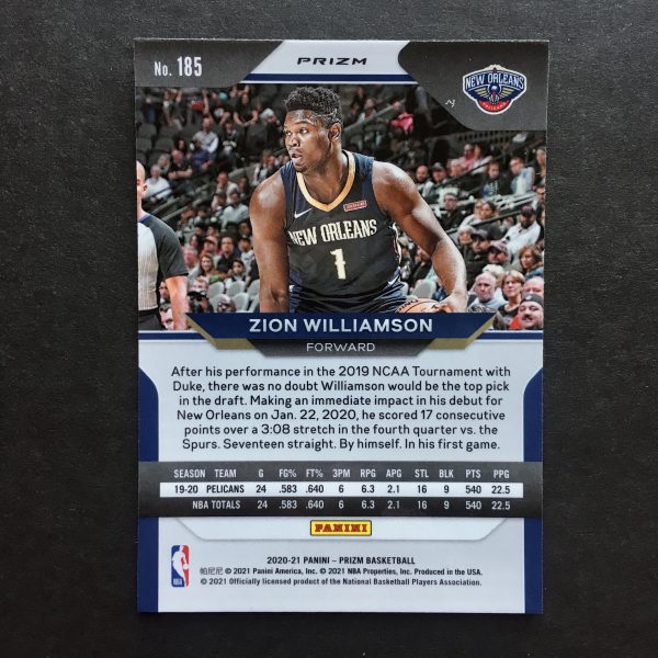 Zion Williamson 2020-21 Prizm Red Cracked Ice Card
