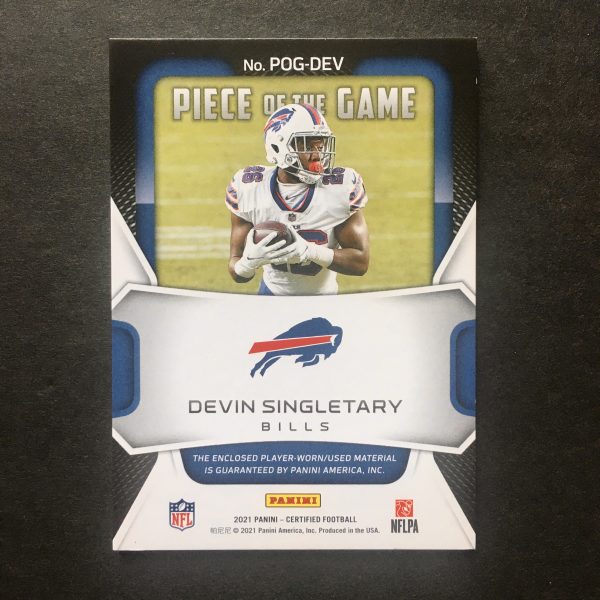 Devin Singletary 2021 Certified Piece of the Game Jersey Insert /99