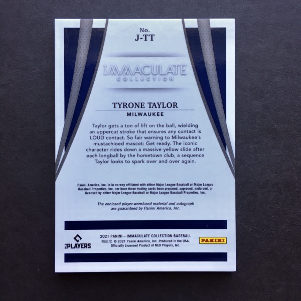 Tyrone Taylor 2021 Immaculate Jackets Patch Auto /99
