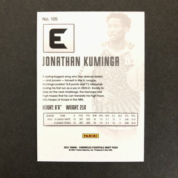Jonathan Kuminga 2021-22 Chronicles Essentials Green Rookie