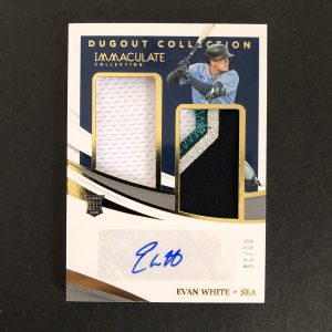 Evan White 2021 Immaculate Dugout Collection RPA Dual Patch Auto RC