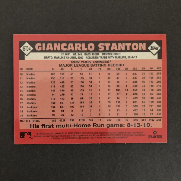 Giancarlo Stanton 2021 Topps Series 2 1986 Chrome Silver Mojo