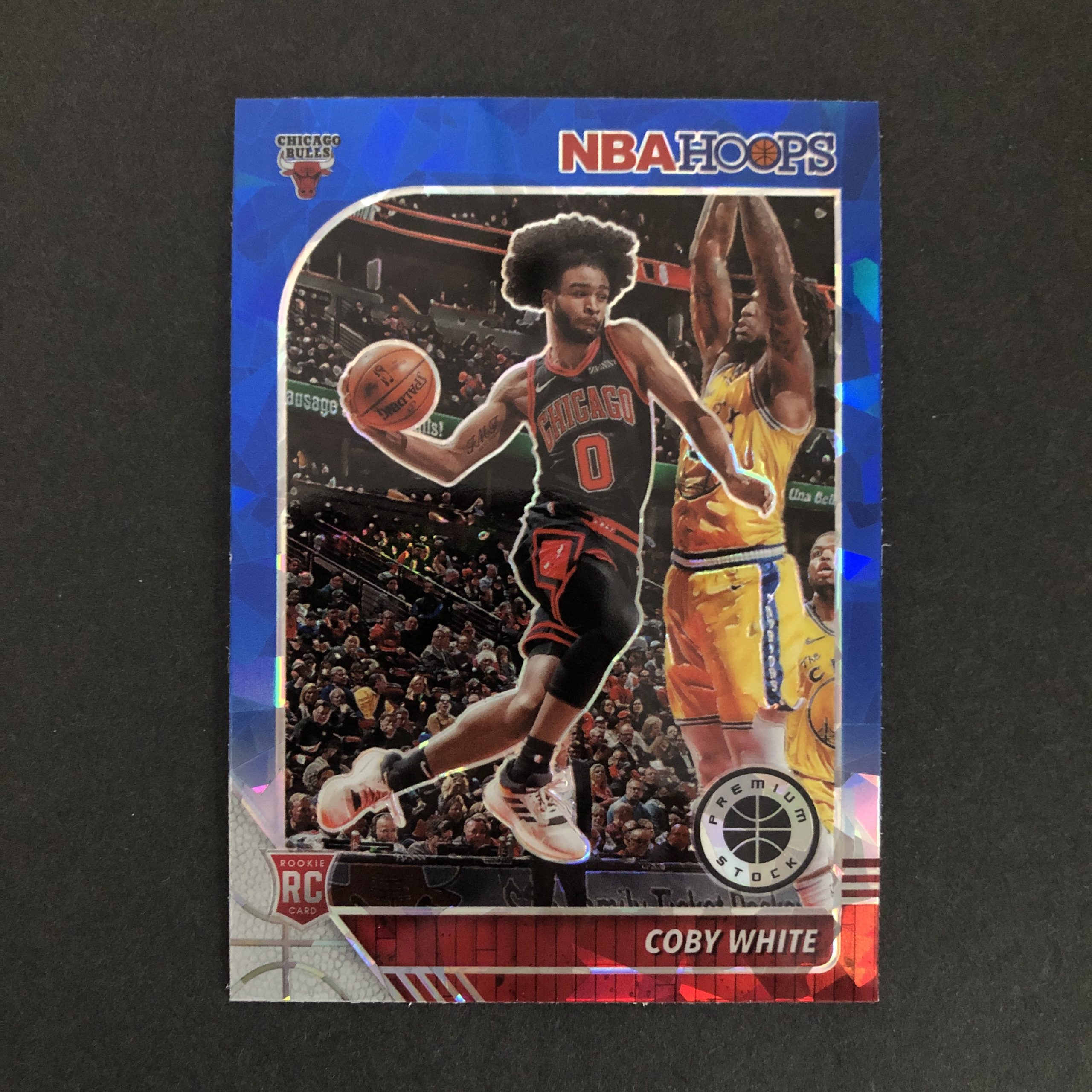 Coby White 2019-20 Hoops Premium Stock Blue Cracked Ice RC