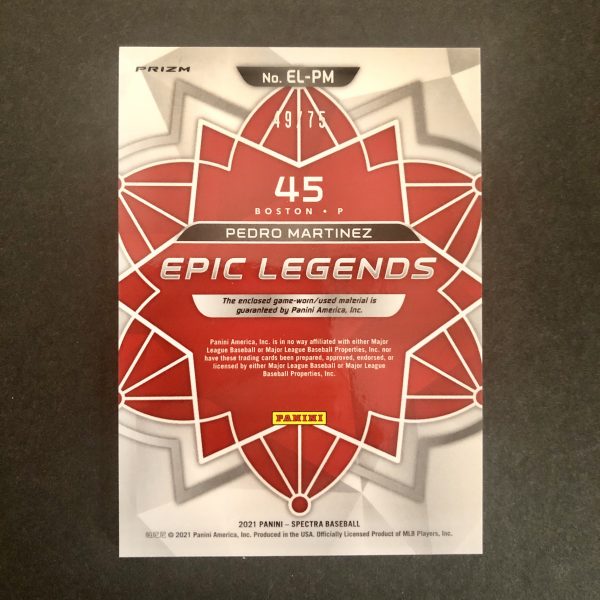 Pedro Martinez 2021 Spectra Epic Legends Jersey Patch Prizm /75