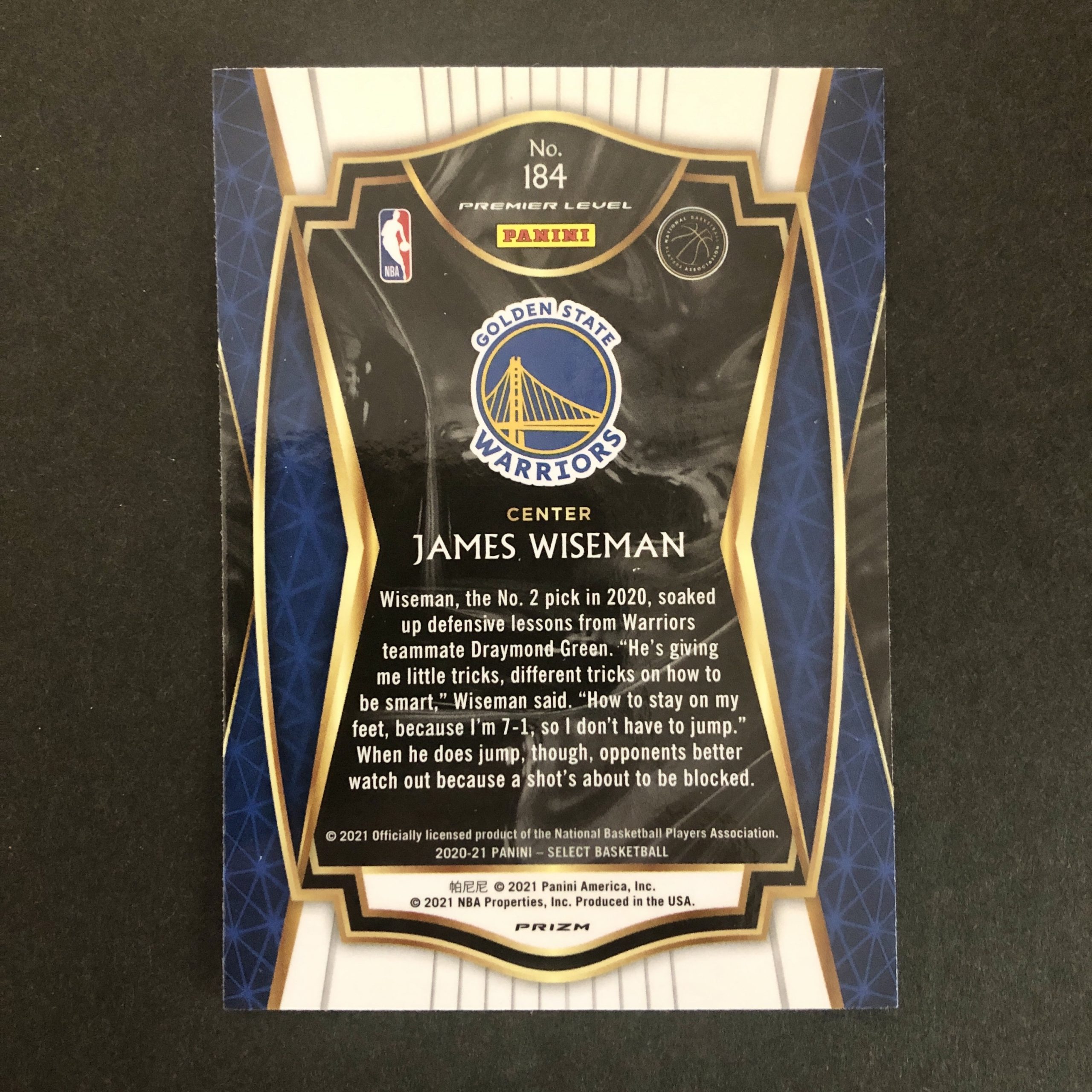 James Wiseman 2020-21 Select Premier Silver Prizm RC – SLAM Sports Cards