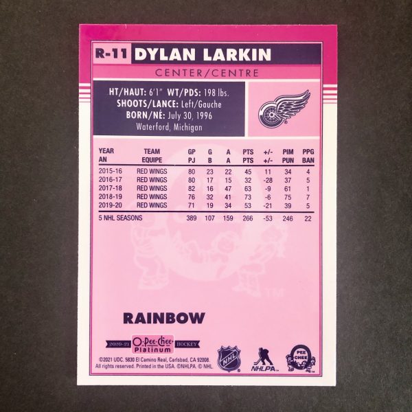 Dylan Larkin 2020-21 O-Pee-Chee Platinum Retro Rainbow