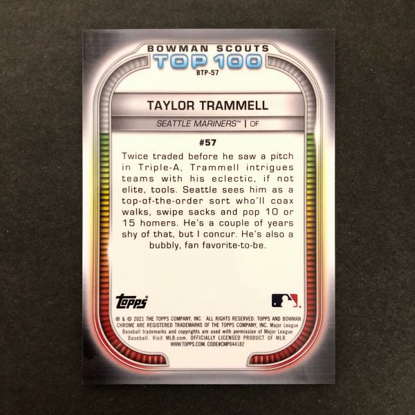 Taylor Trammell 2021 Bowman Chrome Scouts Top 100 Green /99