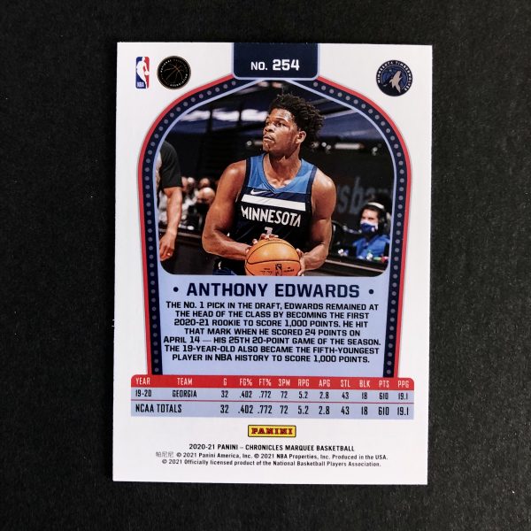 Anthony Edwards 2020-21 Chronicles Marquee Teal Foil RC