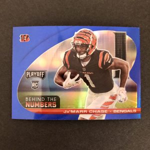 Ja'Marr Chase 2021 Playoff Behind the Numbers Blue Prizm RC