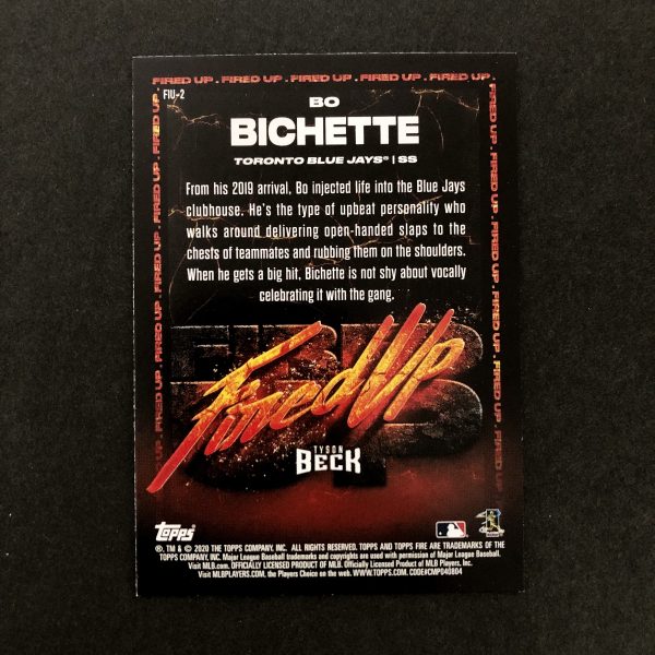 Bo Bichette 2020 Topps Fire Fired Up Blue Chip RC