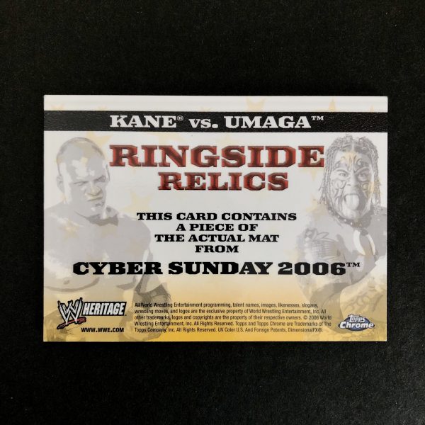 Kane vs Umaga 2007 WWE Topps Chrome Heritage II Ringside Relics