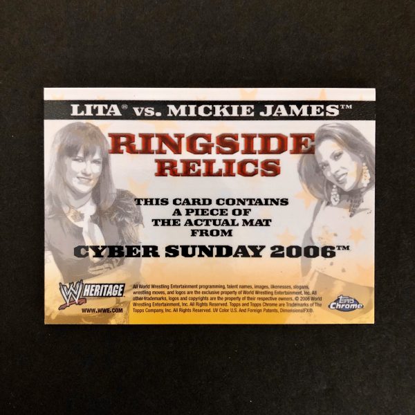 Lita vs Mickie James 2007 WWE Topps Chrome Heritage II Ringside Relics