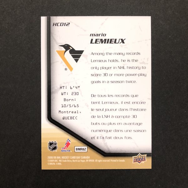 Mario Lemieux 2008-09 Upper Deck National Hockey Card Day Canada