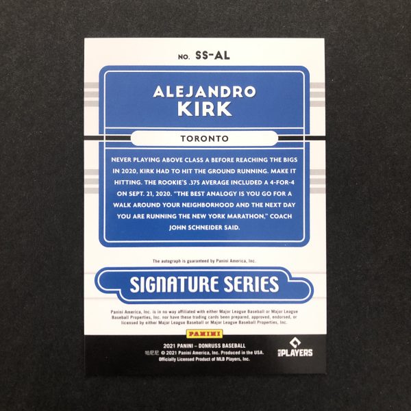 Alejandro Kirk 2021 Donruss Signature Series Silver Auto RC