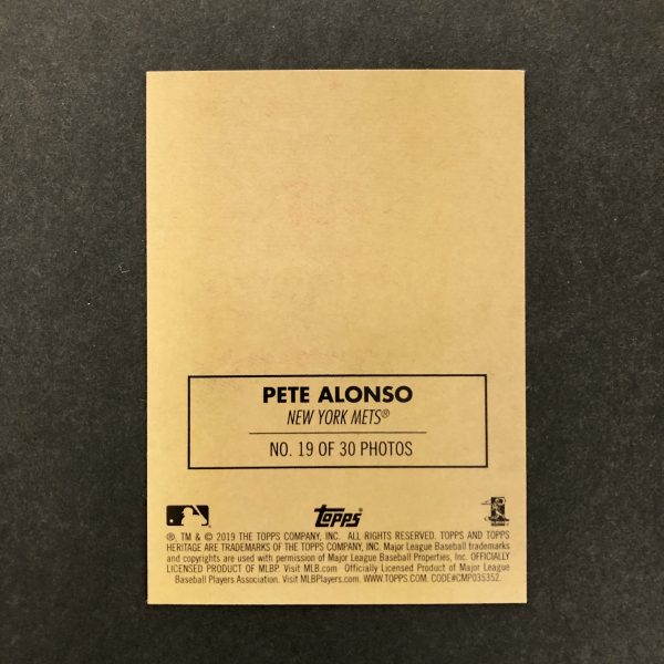 Pete Alonso 2019 Topps Heritage High Number Cloth Sticker RC