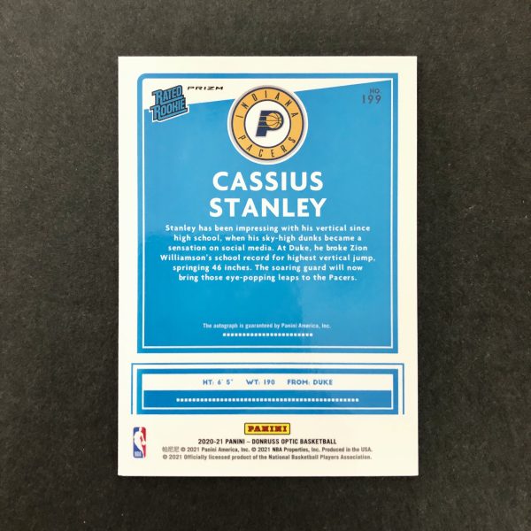 Cassius Stanley 2020-21 Donruss Optic Silver Prizm Auto RC