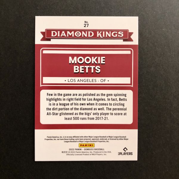 Mookie Betts 2022 Donruss Diamond Kings Season Stat Line /93