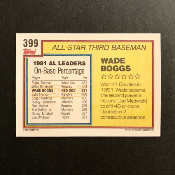 Wade Boggs 1992 Topps All Star Gold Foil Parallel