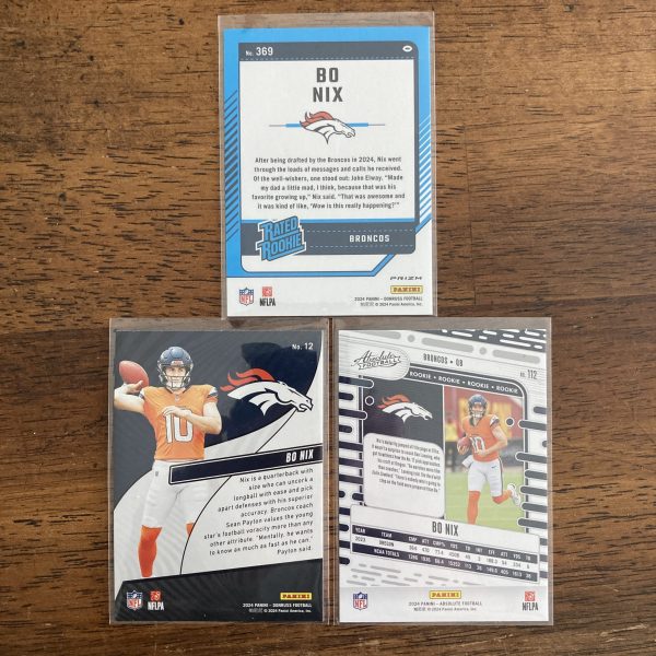 Bo Nix RCs Lot w/SP Pink Optic, Pack of 3 Football Rookie Cards - Image 3