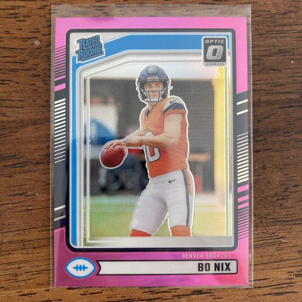 Bo Nix RCs Lot w/SP Pink Optic, Pack of 3 Football Rookie Cards - Image 4