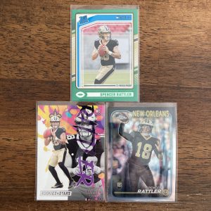 spencer rattler lot of three football cards, rookie rc - instant collection bundle pack