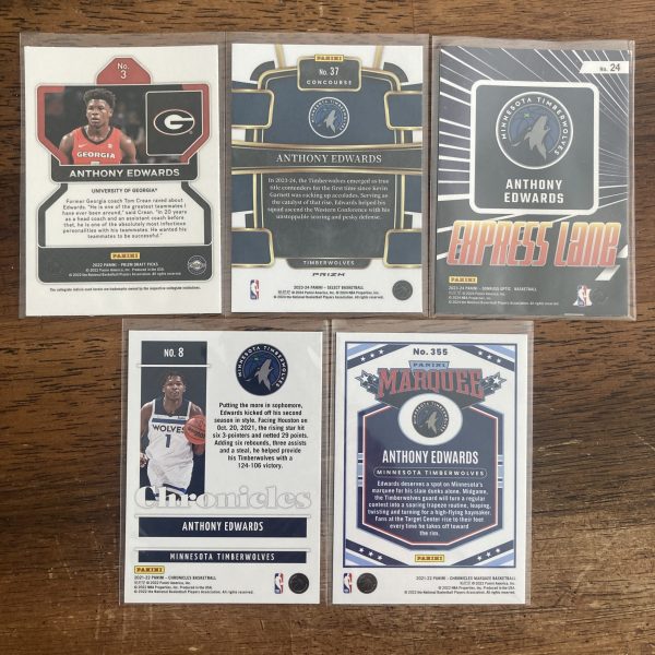 Anthony Edwards Lot W/SP Orange Flash Prizm, Pack of 5 Basketball Cards - Image 3