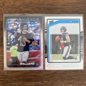 caleb williams lot of football cards, rookie rc - instant collection pack