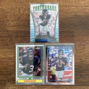 caleb williams lot of football cards, rookie rc - instant collection pack