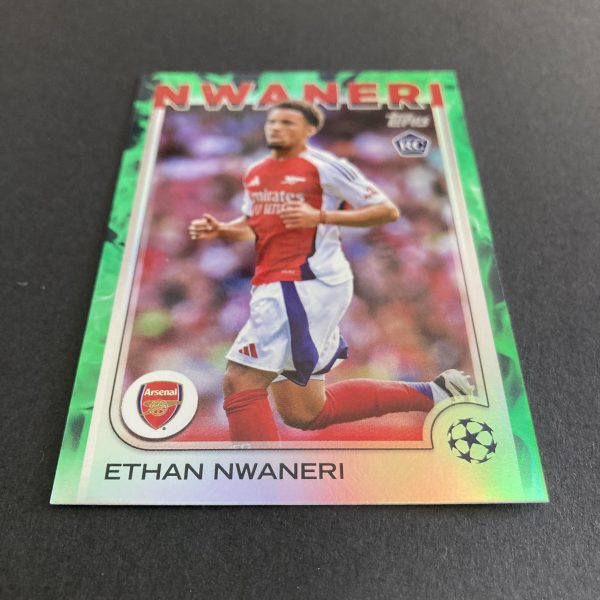 Ethan Nwaneri RC 2024-25 Topps UEFA Club Competitions SP Green Inferno /99 Rookie Card #158