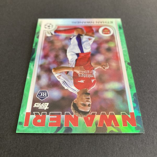 Ethan Nwaneri RC 2024-25 Topps UEFA Club Competitions SP Green Inferno /99 Rookie Card #158