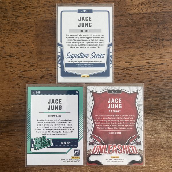 Jace Jung Lot w/SP Auto, Pack of 3 Baseball Cards (inv1) - Image 3