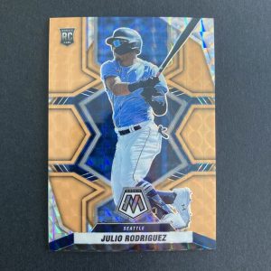 Julio Rodriguez 2022 Panini Mosaic SSP Orange Fluorescent Prizm (#'ed 16/25) Rookie Card #274 RC