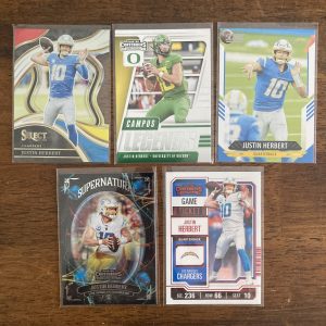 justin herbert lot of football cards - instant collection bundle pack