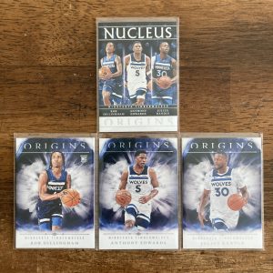 Minnesota Lot w/Origins Nucleus Insert, Pack of 4 Timberwolves Basketball Cards, Anthony Edwards, Julius Randle, Rob Dillingham RC